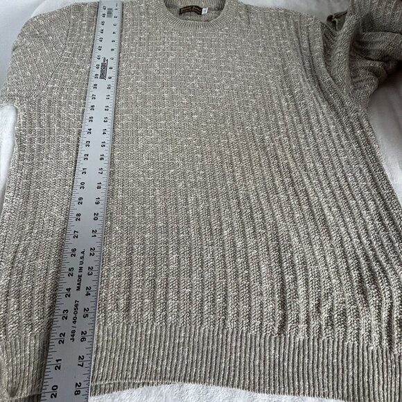 Patrick James Mens Sweater Large Beige Crewneck Pullover Knit Casual Lightweight - Picture 7 of 7